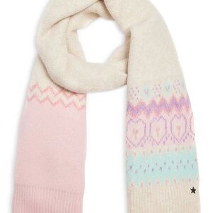 Jocelyn “Fair Isle” Pastel Multi Cream/Pink Knit Scarf